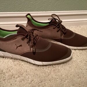 Mens Puma Ignite PWRADAPT Caged Crafted Golf Shoes Brown / Tan Size 12